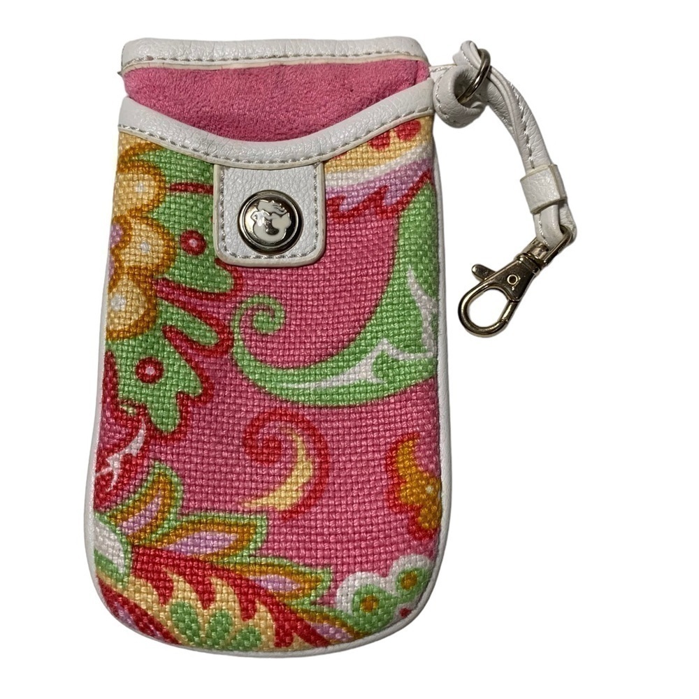 Spartina 449 womens Linen and Leather Cell Phone Case floral pink